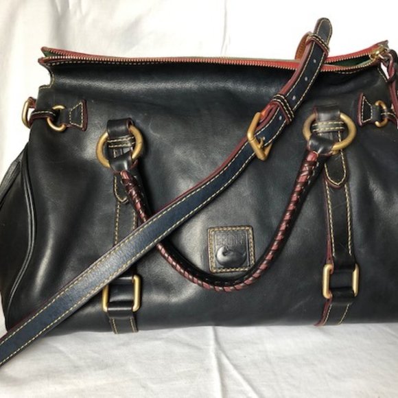 Dooney &  Bourke Florentine Leather Dark Navy Satchel - Picture 1 of 16